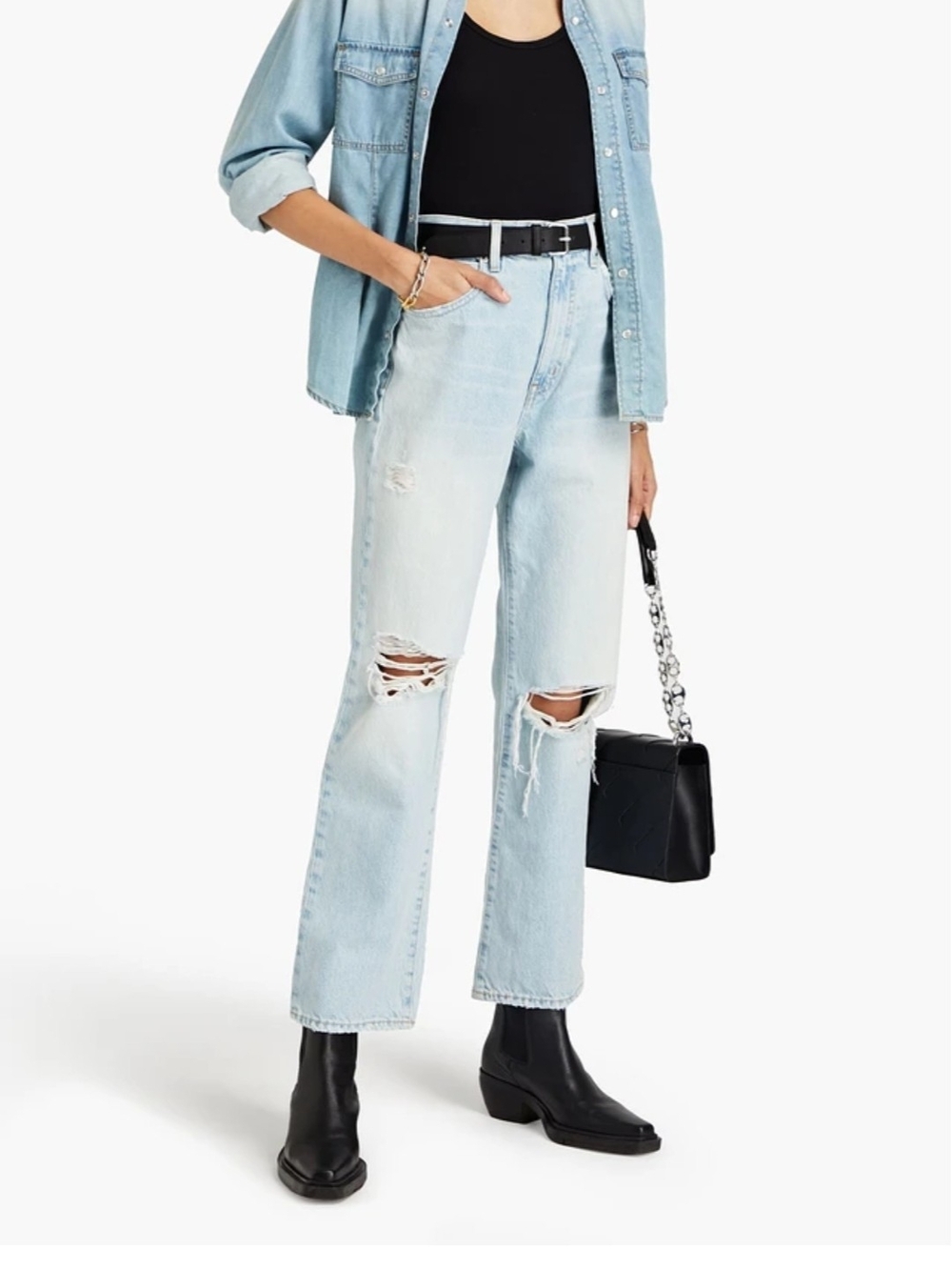 SLVRLAKE London Cropped Distressed High Rise Jeans 26 Quiet Luxury Streetwear